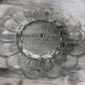 Vintage pressed glass known as One Thousand Eyes Pattern from Ind. Glass Co.